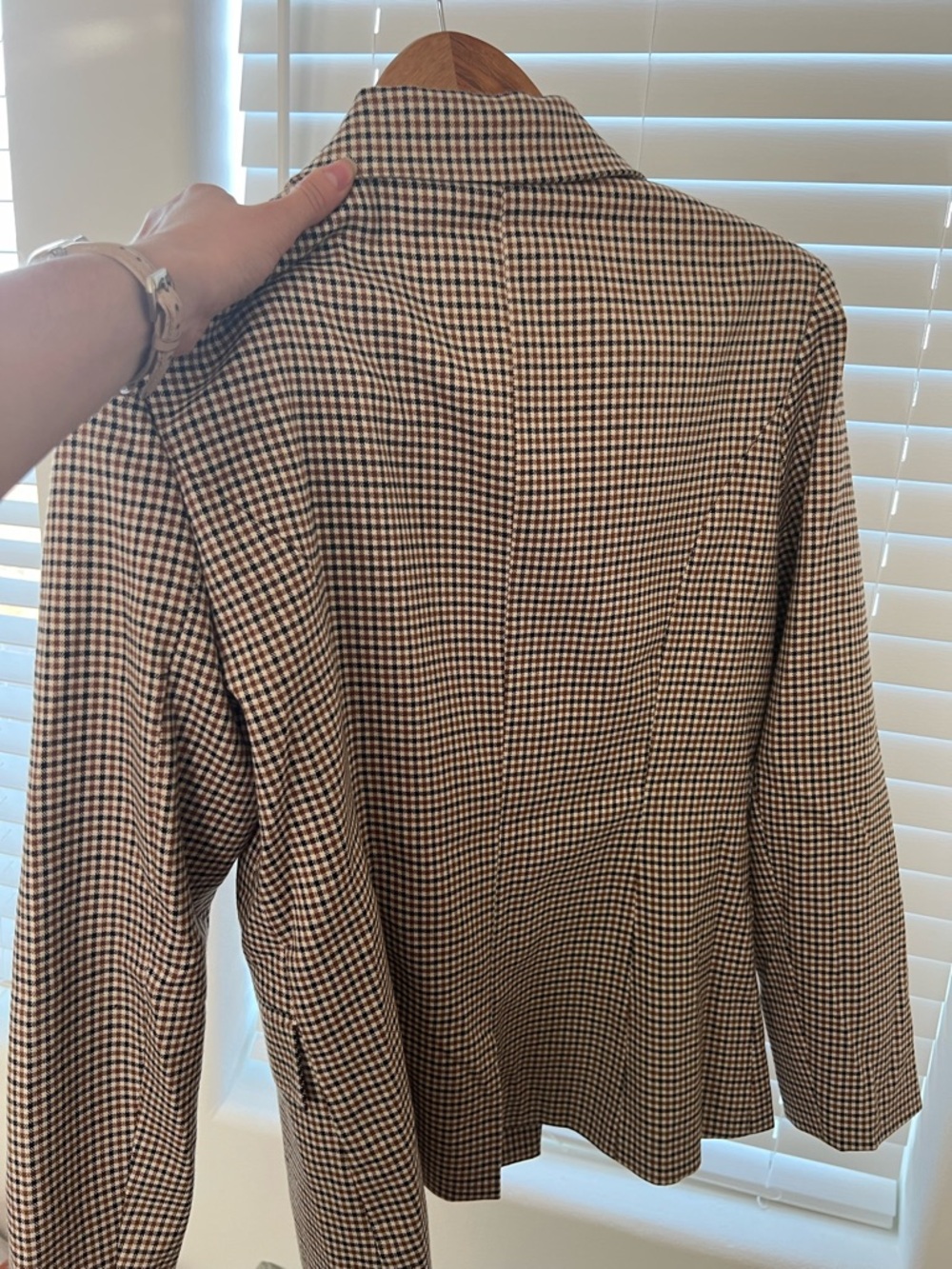 Cider Checked Double-Breasted Blazer in Tan & Black - Picture 5 of 6